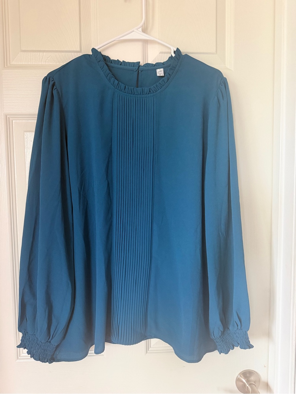 Classic Pleated Teal Blouse - Women Tops